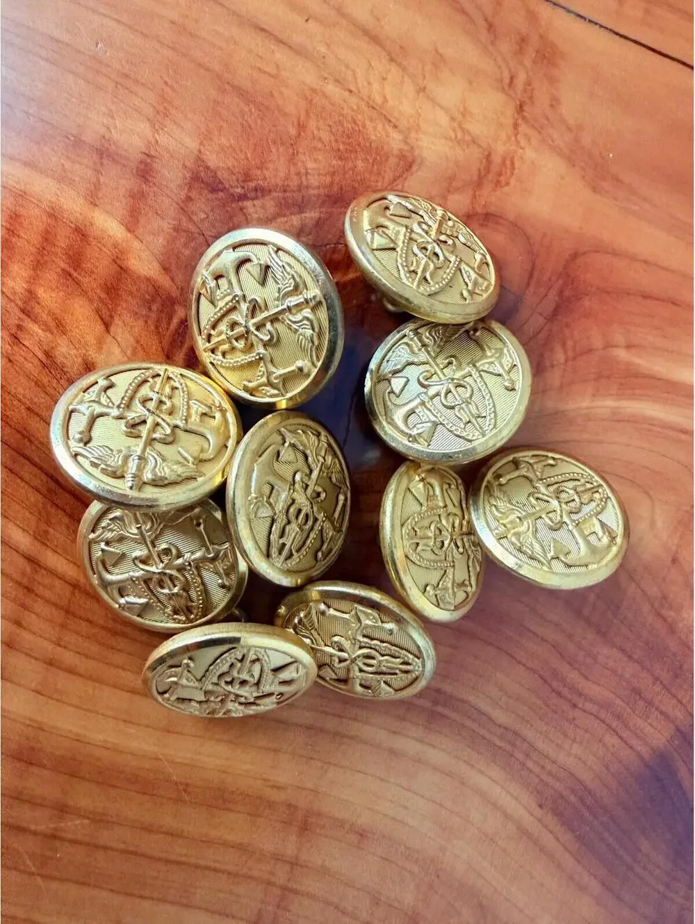 Vintage lot of 10 Gold Tone Waterbury Buttons Co. Uniform Buttons